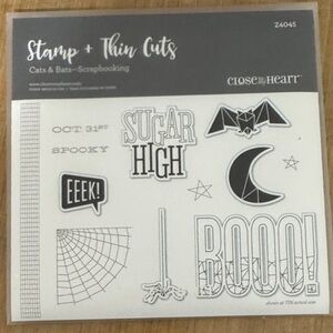 Close To My Heart Halloween Stamp + Thin Cuts Set - Black & White